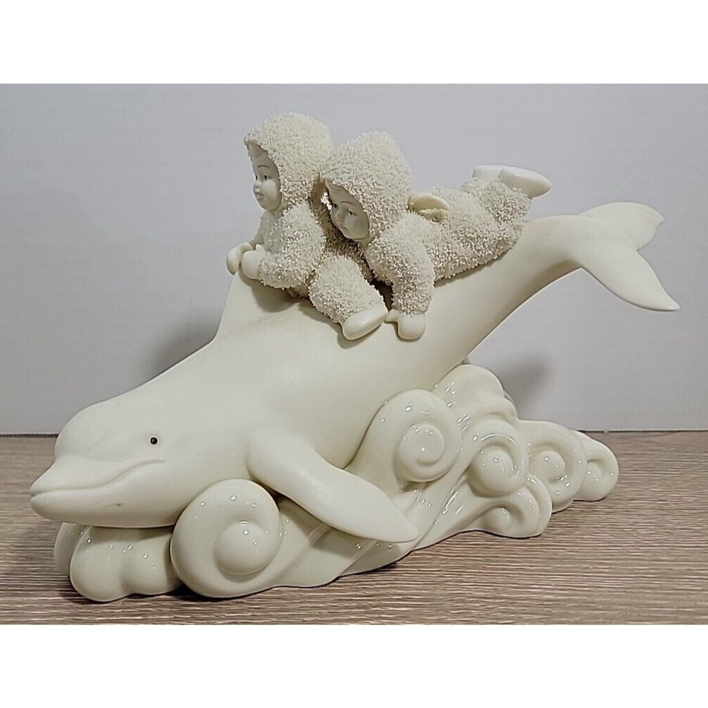 Dept‎ 56 Snowbabies "Ride the Wave" Angel Babies Beluga Whale Figure Figurine